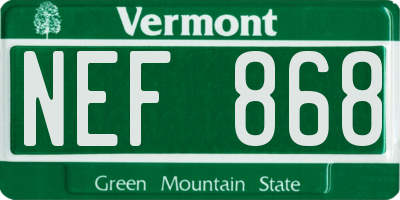 VT license plate NEF868