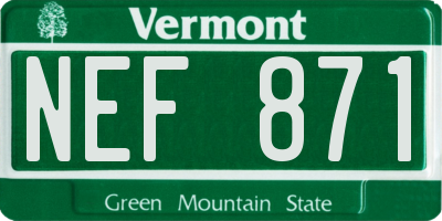 VT license plate NEF871