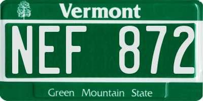 VT license plate NEF872