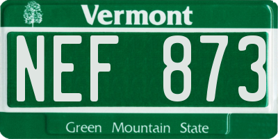 VT license plate NEF873