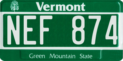 VT license plate NEF874
