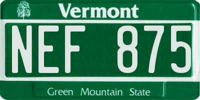 VT license plate NEF875