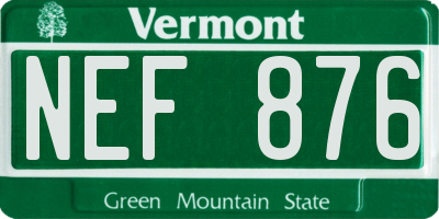 VT license plate NEF876