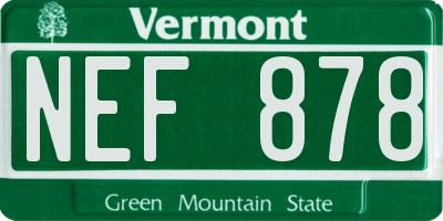 VT license plate NEF878