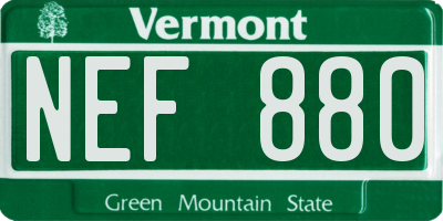 VT license plate NEF880