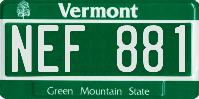 VT license plate NEF881