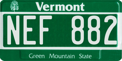 VT license plate NEF882