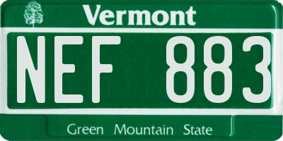 VT license plate NEF883