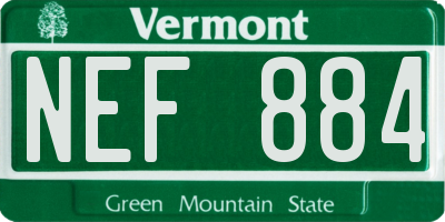 VT license plate NEF884