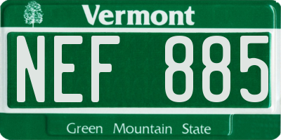 VT license plate NEF885