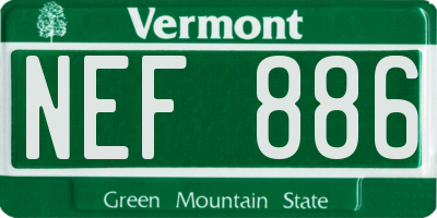 VT license plate NEF886