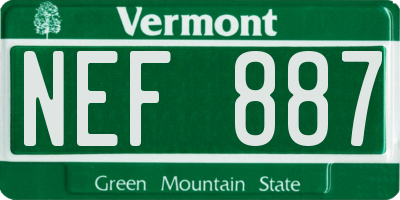 VT license plate NEF887