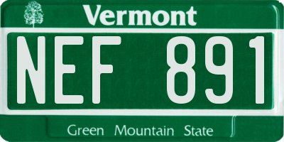 VT license plate NEF891