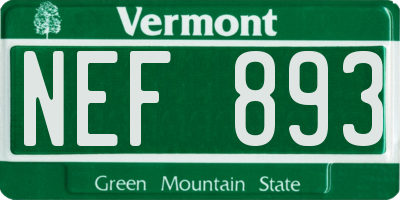 VT license plate NEF893
