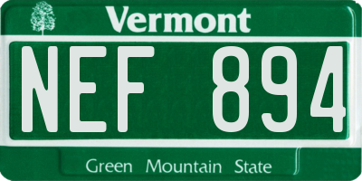 VT license plate NEF894