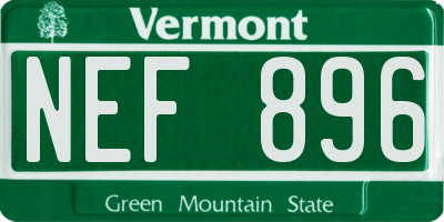 VT license plate NEF896