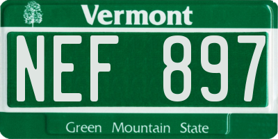 VT license plate NEF897