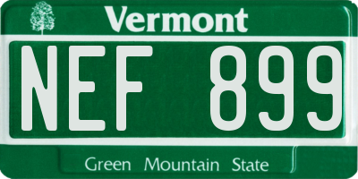 VT license plate NEF899
