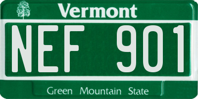 VT license plate NEF901