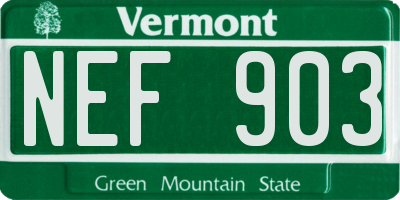 VT license plate NEF903