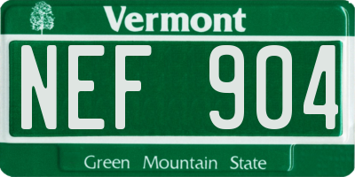 VT license plate NEF904