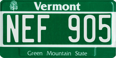 VT license plate NEF905