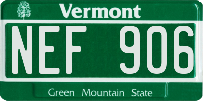 VT license plate NEF906