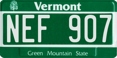VT license plate NEF907