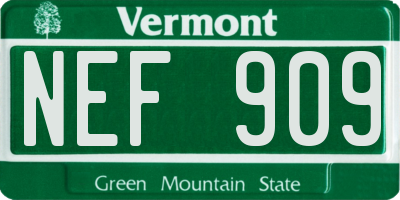 VT license plate NEF909