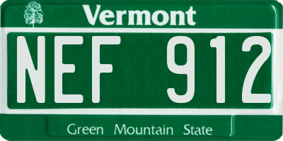VT license plate NEF912