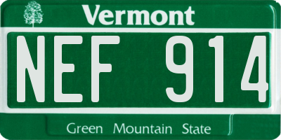 VT license plate NEF914
