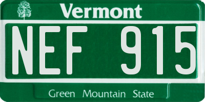 VT license plate NEF915