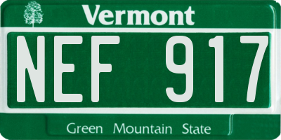 VT license plate NEF917