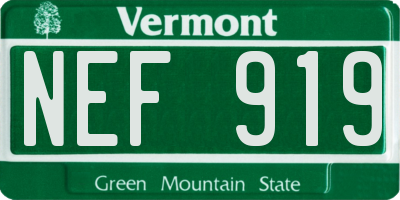 VT license plate NEF919