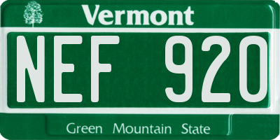 VT license plate NEF920