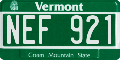 VT license plate NEF921