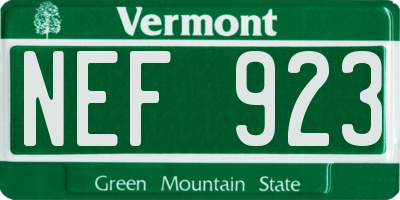 VT license plate NEF923
