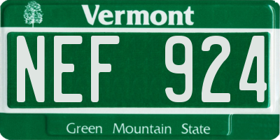 VT license plate NEF924