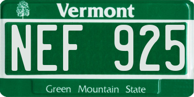 VT license plate NEF925