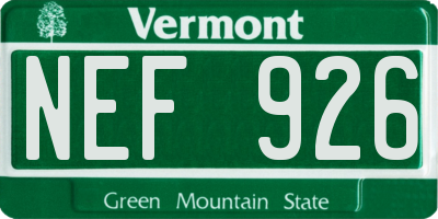 VT license plate NEF926