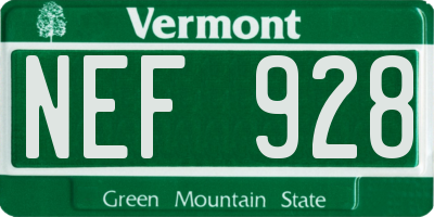 VT license plate NEF928