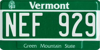 VT license plate NEF929