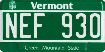VT license plate NEF930