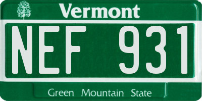 VT license plate NEF931