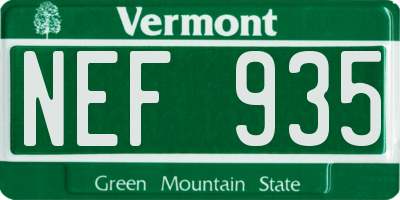 VT license plate NEF935