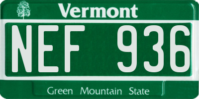 VT license plate NEF936