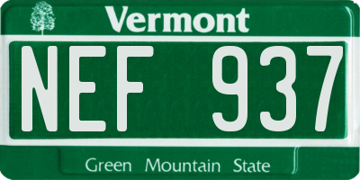 VT license plate NEF937