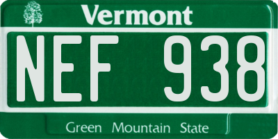 VT license plate NEF938