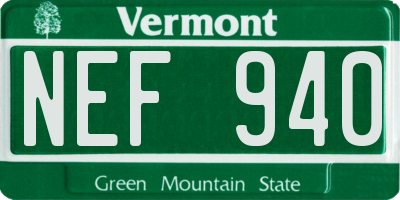VT license plate NEF940