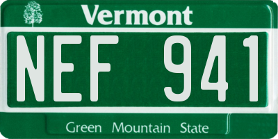VT license plate NEF941